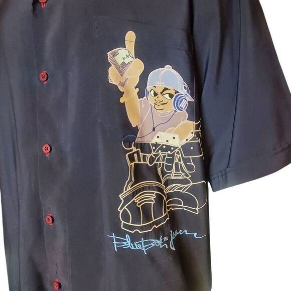Blue Boy Jeans Embroidered Dice Hustler Black Button Up Short Sleeve Shirt 3XL - Picture 2 of 7